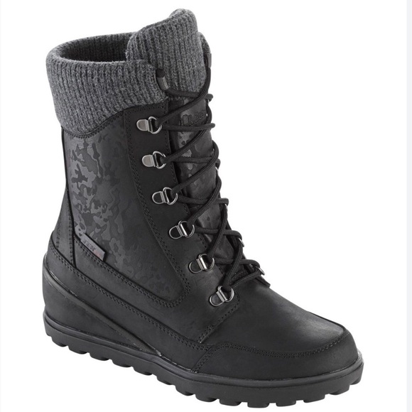 L.L. Bean Shoes - L.L.Bean womens black wedge lace up boots size 8.5